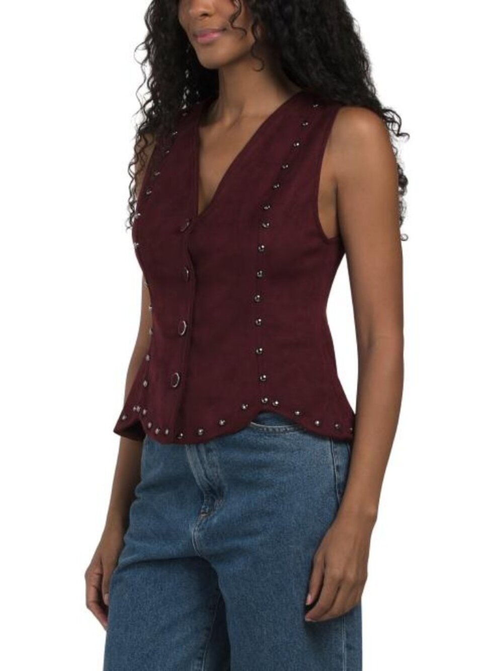 MOON RIVER Faux Suede Studded Vest